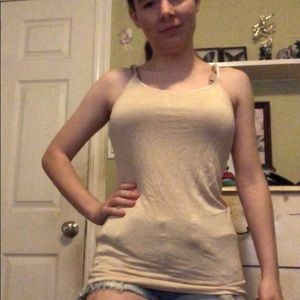 A cream tank top